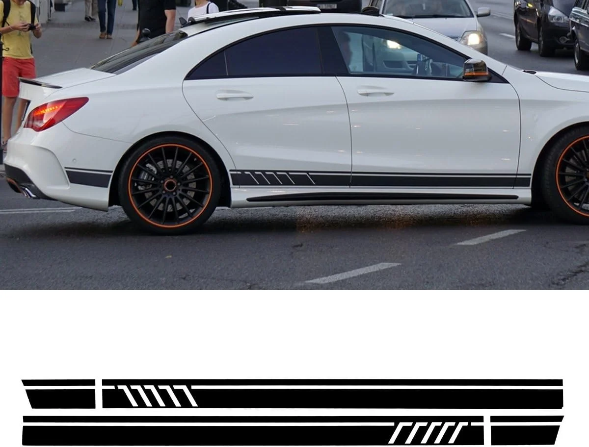 برچسب های راه راه اسپرت جانبی خودرو مناسب برای بنز W117 C117 x117 CLA AMG (جفت)