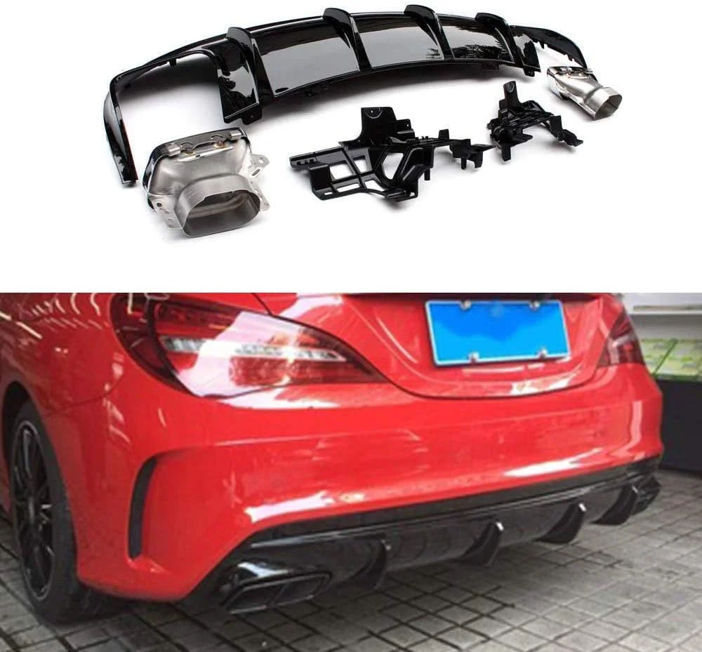 مناسب برای W117 CLA250 CLA45AMG مدل 2016-2018 دیفیوزر عقب چهار خروجی اگزوز و اسپویلر عقب مناسب برای W117 CLA250 CLA45AMG مدل 2016-2018 دیفیوزر عقب چهار خروجی اگزوز و اسپویلر عقب