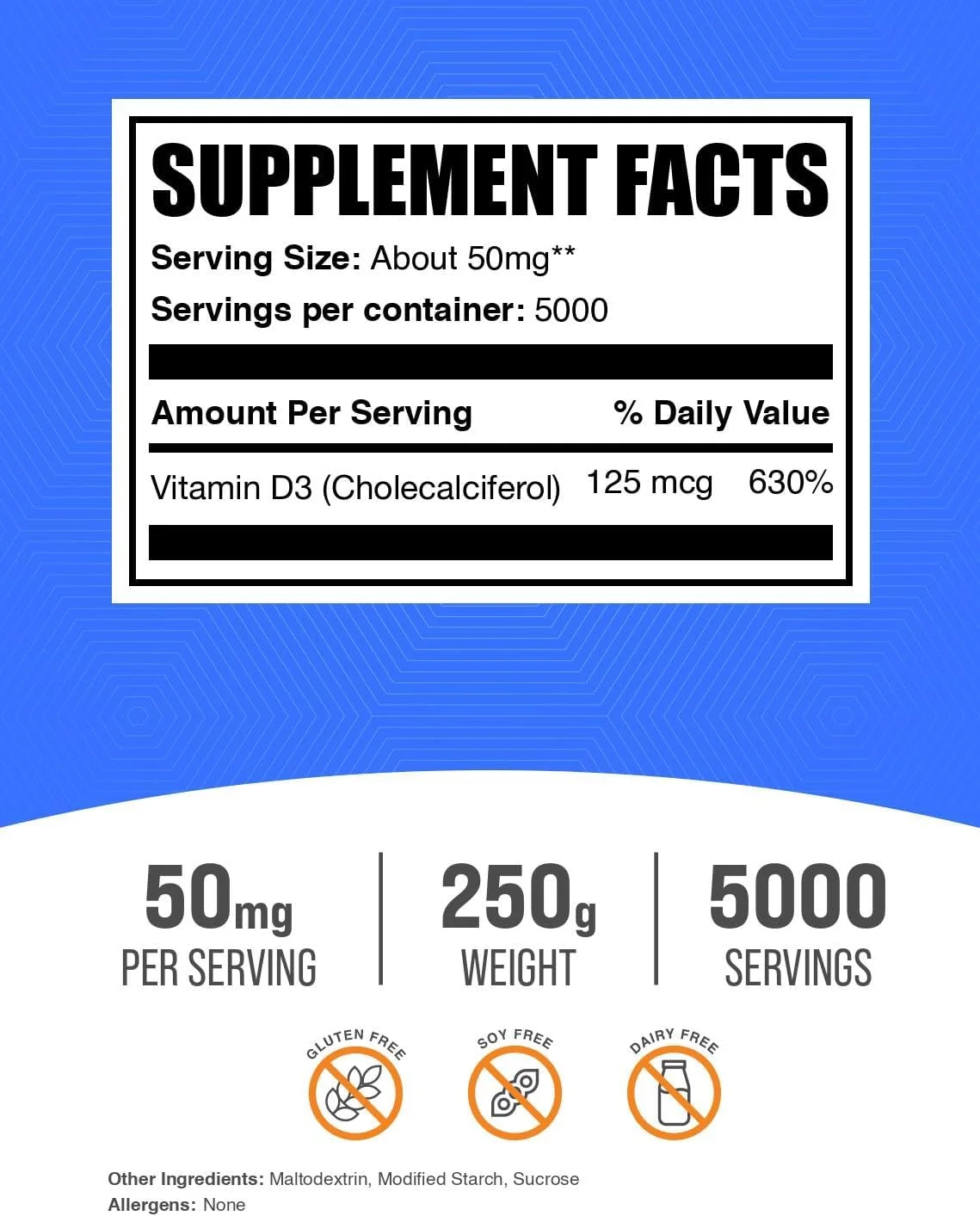 پودر ویتامین D3 (کلکلسیفرول) BulkSupplements.com - ویتامین D3 خالص - پشتیبانی از سیستم ایمنی - پشتیبانی از استخوان (250 گرم - 8.8 اونس)