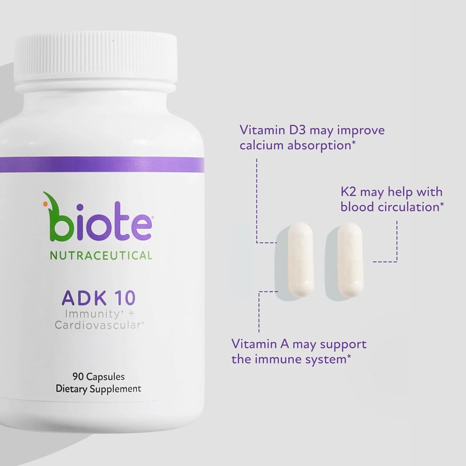 بایوت نوتراسیوتیکالز - ADK 10 - تقویت سیستم ایمنی + قلب و عروق (90 کپسول)