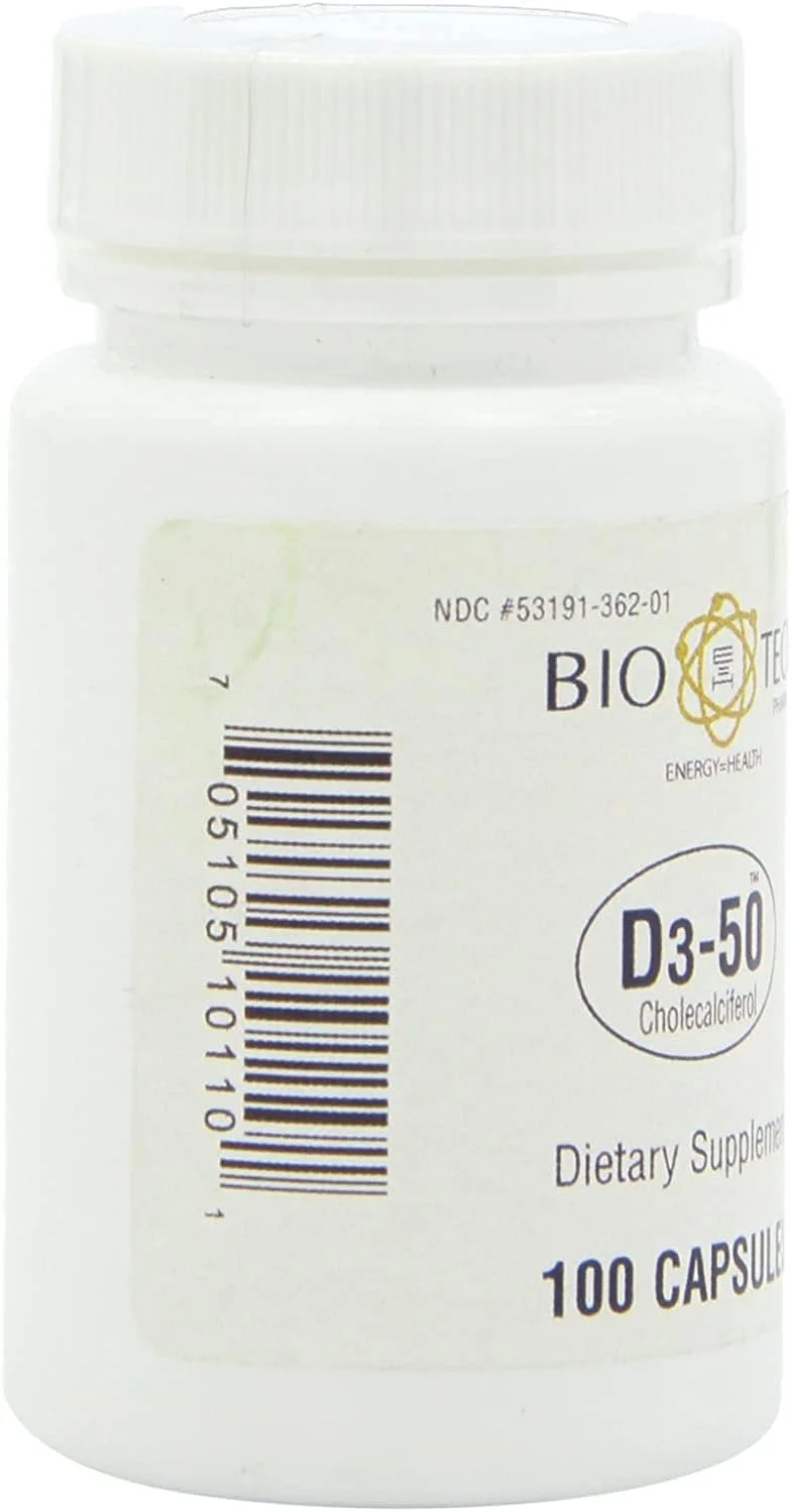 Bio-Tech Pharmacal ویتامین D-3 50، 100 کپسول (بسته 1 عددی)