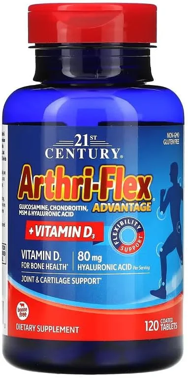 قرص های روکش دار 21st Century Arthi-Flex Advantage + ویتامین D3، 120 عدد