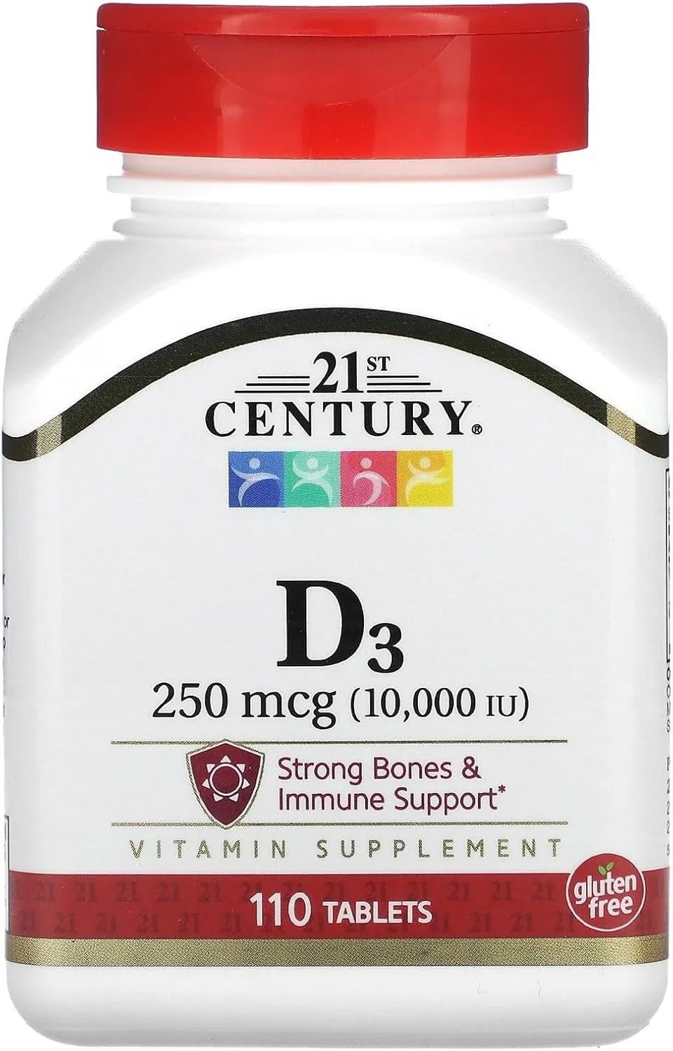 ویتامین د3 21st Century به همراه کلسیم (10000 واحد بین المللی، 250 میکروگرم، 110 قرص، 57 میلی گرم)