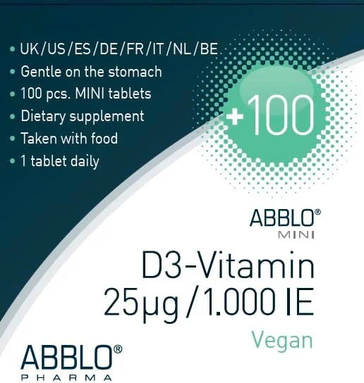 آبلو ویتامین D3 گیاهی 1000 واحد بین المللی (25 میکروگرم) تامین 100 روزه برای پشتیبانی از سیستم ایمنی