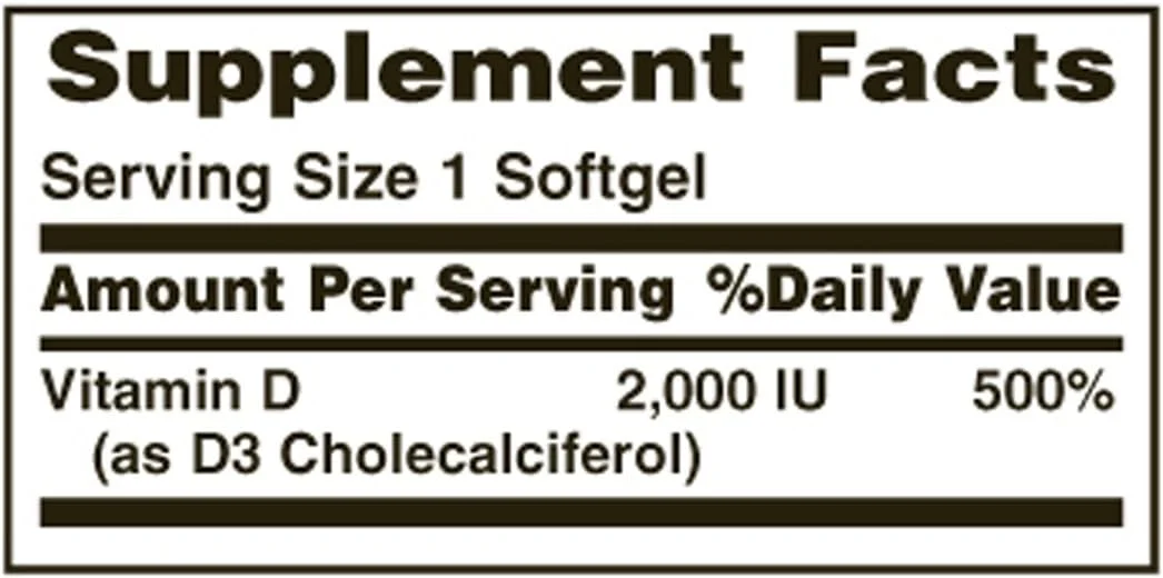 نچر بونتی، سافت ژل ویتامین D 2000 واحد بین المللی، 150 عدد