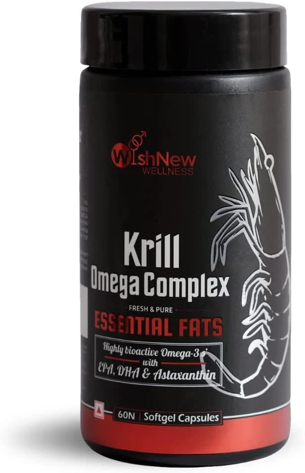 مکمل کمپلکس کریل امگا | روغن ماهی امگا 3 برای حمایت از مغز، قلب، مفاصل و چشم | EPA و DHA | فسفولیپیدها و آستاگزانتین طبیعی | 60 کپسول ژله ای نرم برای آقایان و بانوان