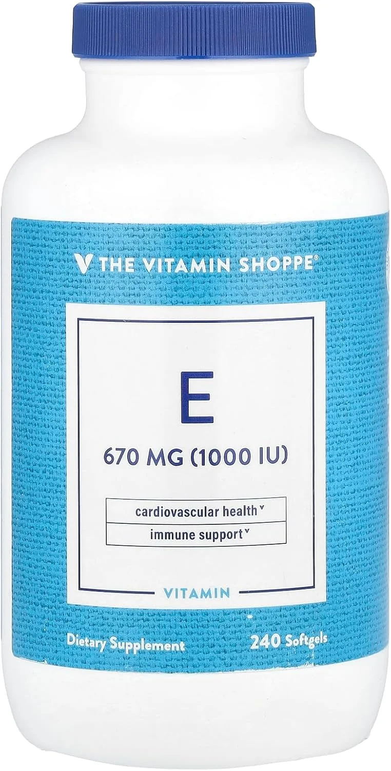 ویتامین ای ۱۰۰۰ واحد بین المللی با منبع طبیعی، پشتیبانی از سیستم قلبی عروقی سالم، سلامت سیستم ایمنی و سلامت چشم، مصرف روزانه (۲۴۰ سافت ژل)