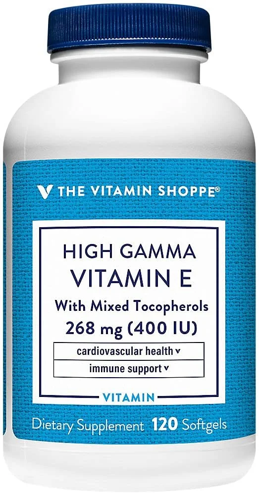سافت ژل ویتامین ای 400 واحد بین المللی Vitamin Shoppe E400 High Gamma – آنتی اکسیدان برای پشتیبانی از سلامت قلب و عروق، سیستم ایمنی و چشم – منبع طبیعی ویتامین ای با قابلیت جذب بالا (به عنوان توکوفرول های مخلوط) (120 سافت ژل)