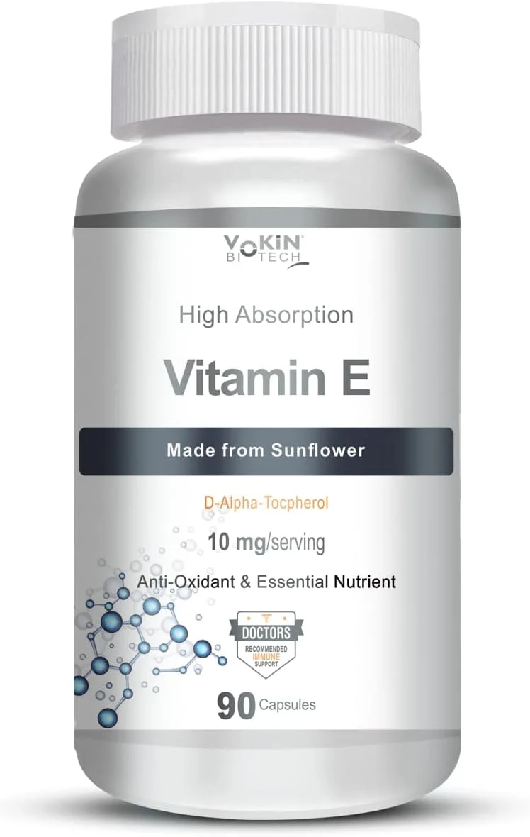 ویتامین ای طبیعی Vokin Biotech از آفتابگردان - D-Alpha-Tocopherol - 10 میلی گرم - 90 کپسول