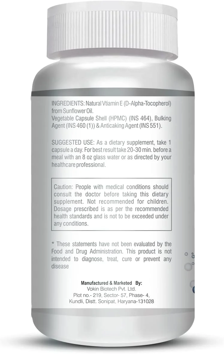 ویتامین ای طبیعی Vokin Biotech از آفتابگردان - D-Alpha-Tocopherol - 10 میلی گرم - 90 کپسول