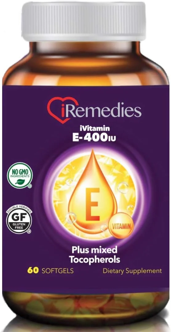 آی ویتامین ای 400 واحد بین المللی آی رمدیز - مکمل آنتی اکسیدانی طبیعی برای پوست، قلب و پشتیبانی از سیستم ایمنی - 60 سافت ژل