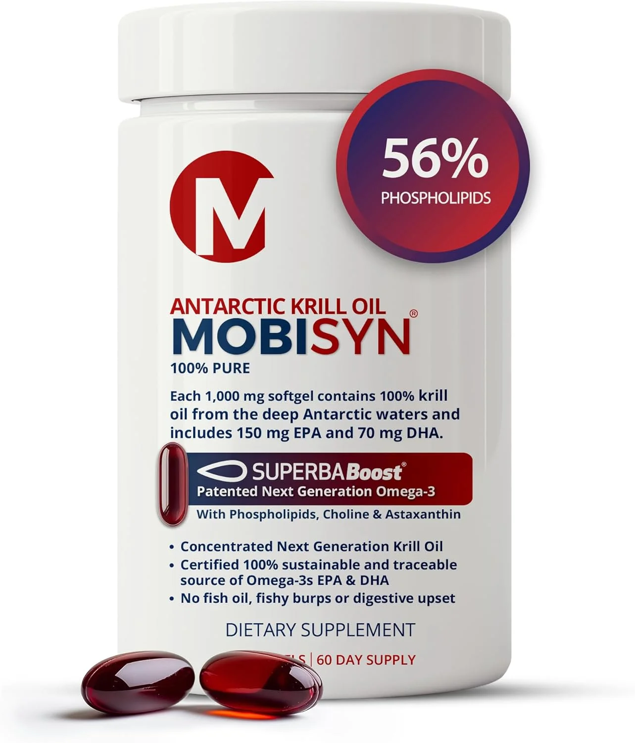 مکمل روغن کریل قطب جنوب خالص برای مفاصل، کاهش التهاب، کمک به فعال سازی و ریکاوری عضلات، حاوی کولین و آستاگزانتین، 1000 میلی گرم، تامین 60 روزه