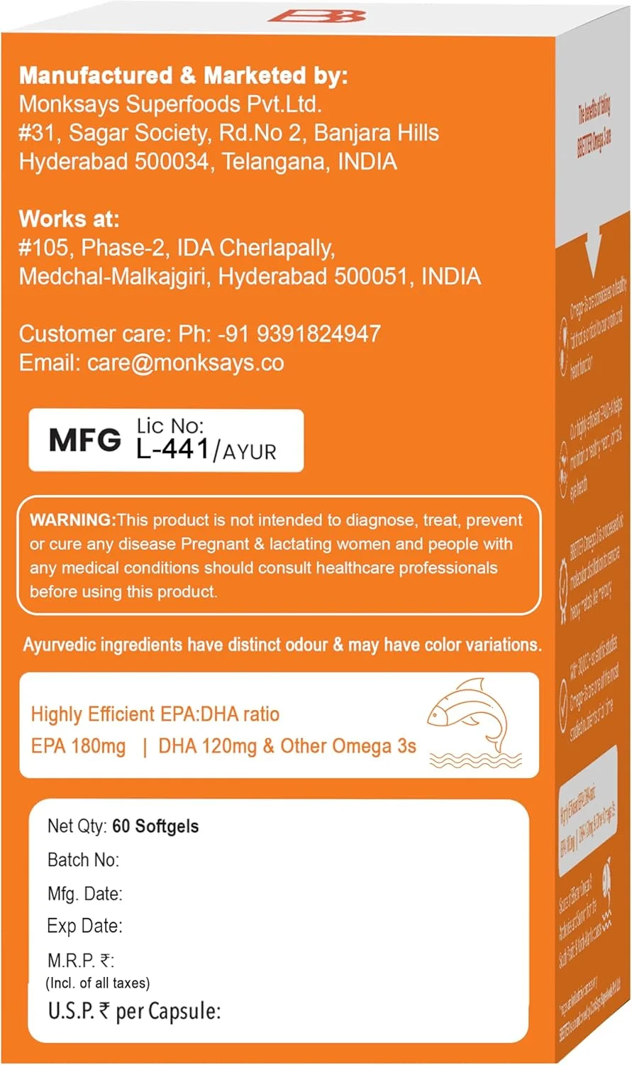 روغن ماهی امگا 3 BBETTER | کپسول های 1000 میلی گرمی اسید چرب امگا 3 با 180 میلی گرم EPA و 120 میلی گرم DHA | مکمل روغن ماهی امگا 3 برای زنان و مردان - بسته 2 عددی (120 سافت ژل)