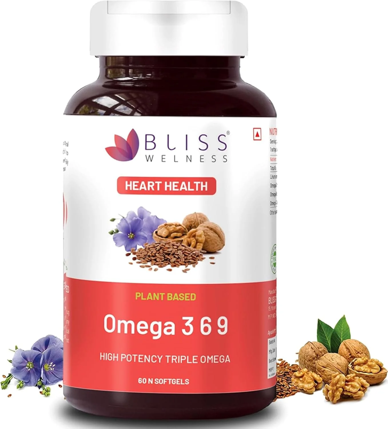 بِلیس ولنس کاردیو بِلیس امگا 3 خالص با امگا 6 و امگا 9 2000 میلی گرم با ALA (امگا 3) 1000 میلی گرم LA (امگا 6) 274 میلی گرم OA (امگا 9) 400 میلی گرم مکمل سلامتی قلب، مغز، چشم، ایمنی - 60 کپسول نرم