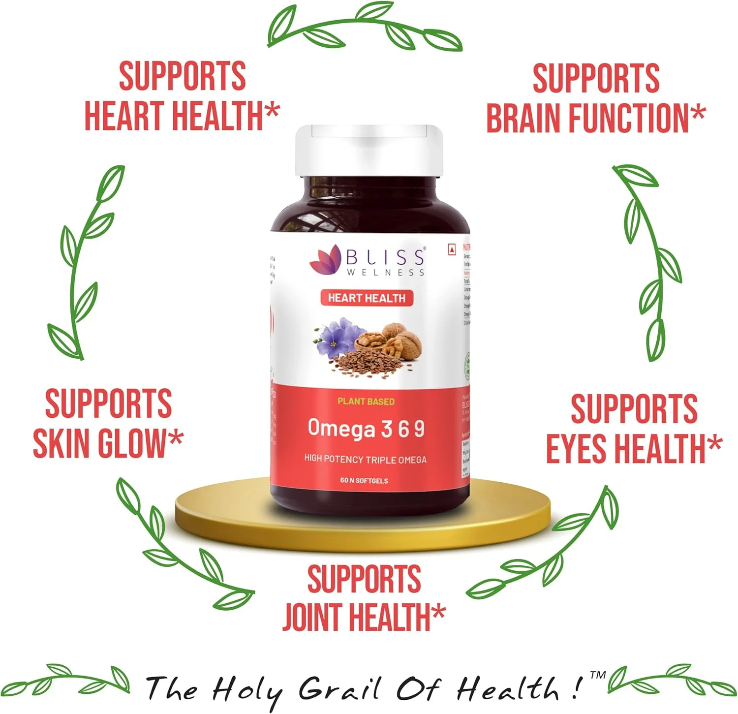 بِلیس ولنس کاردیو بِلیس امگا 3 خالص با امگا 6 و امگا 9 2000 میلی گرم با ALA (امگا 3) 1000 میلی گرم LA (امگا 6) 274 میلی گرم OA (امگا 9) 400 میلی گرم مکمل سلامتی قلب، مغز، چشم، ایمنی - 60 کپسول نرم