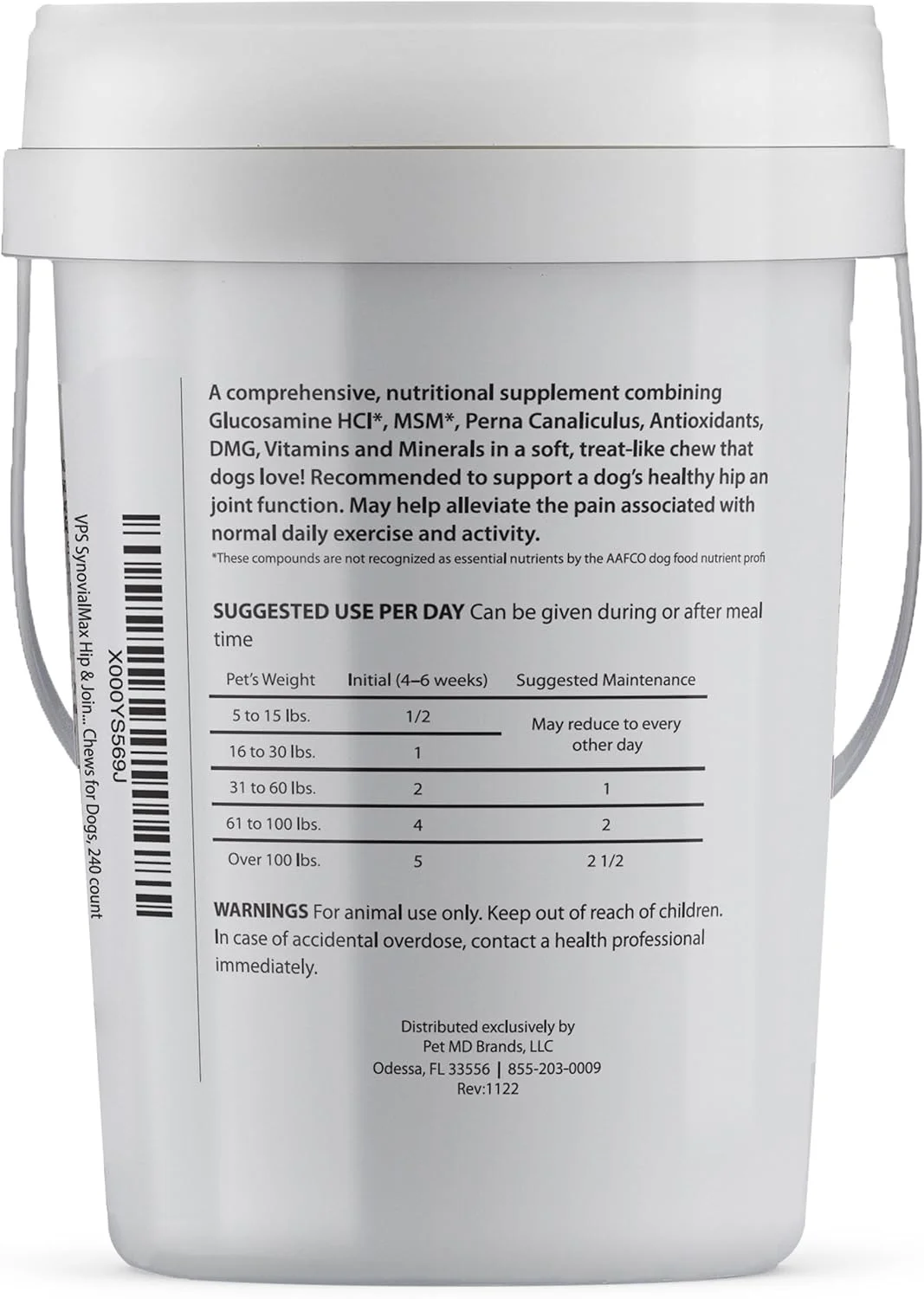 تشویقی نرم مفاصل سینوویال مکس VPS برای سگ ها، 240 عدد