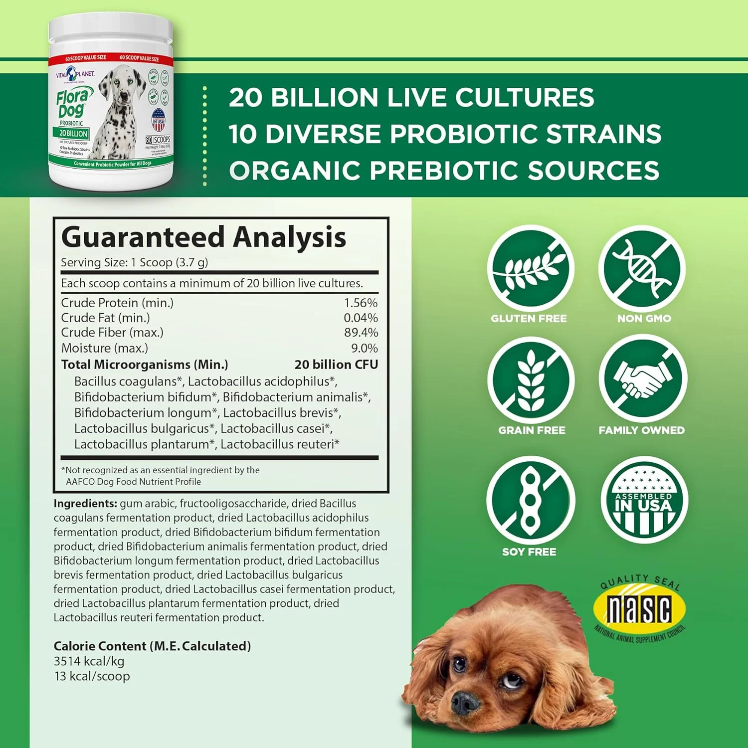 پودر پروبیوتیک سگ Vital Planet - Flora Dog، 20 میلیارد CFU، 7.84 اونس، 181935