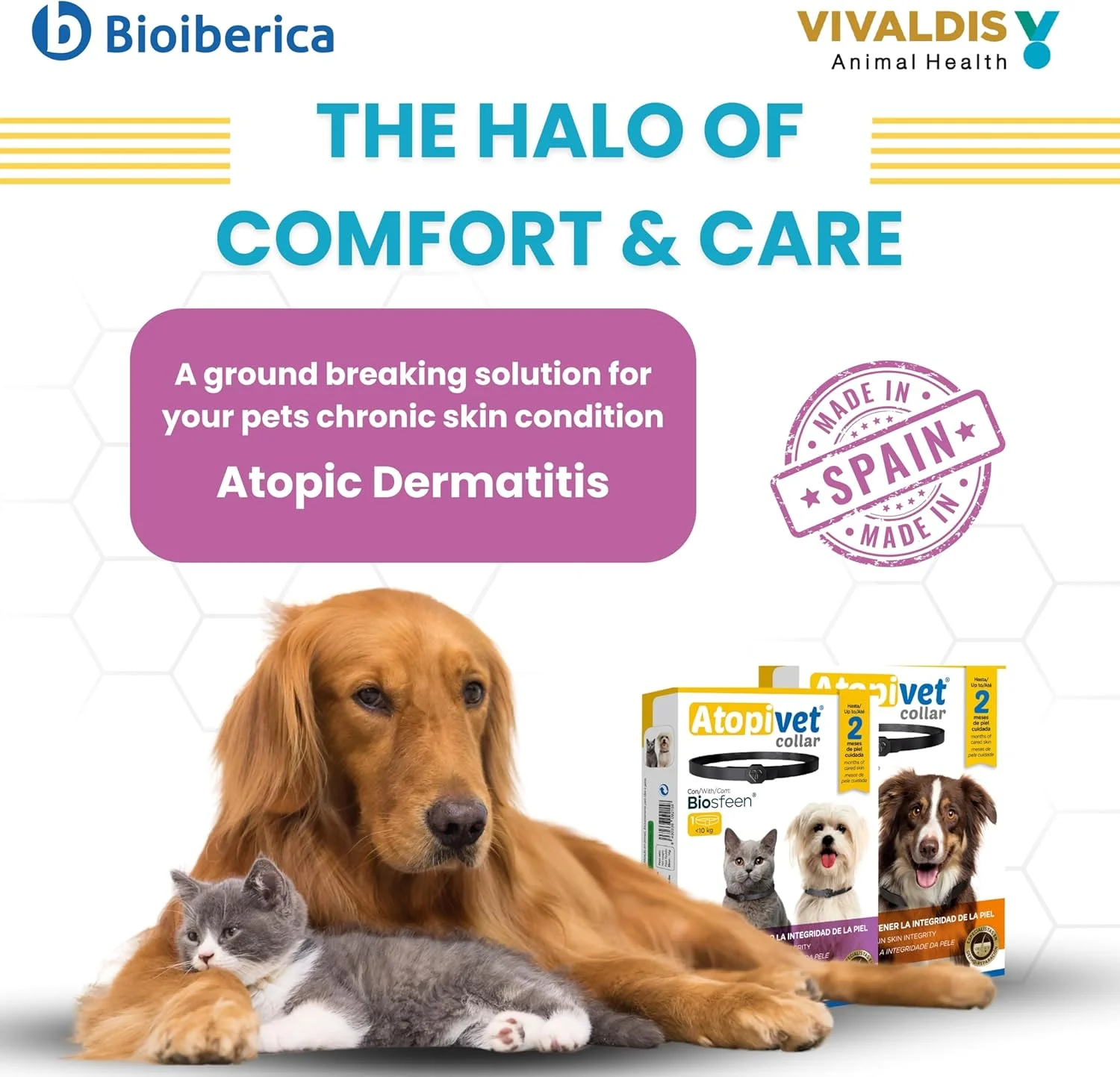 قلاده Atopivet Vivaldis - راه حل پیشرفته برای درماتیت آتوپیک در سگ ها و گربه ها، مدیریت خارش، نقاط داغ، قرمزی پوست و التهاب در سگ ها و گربه های کوچک (کمتر از 10 کیلوگرم)