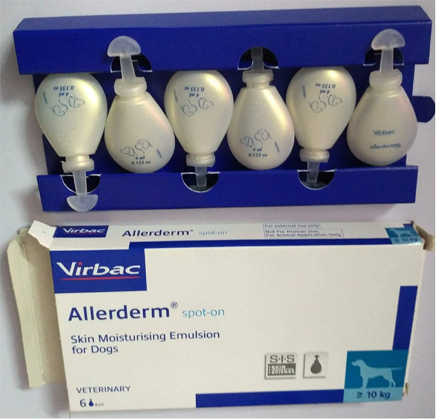 امولسیون مرطوب کننده پوست ویرباک آلردرم اسپات-آن برای سگ های متوسط و بزرگ، 6 پیپت 4 میلی لیتری