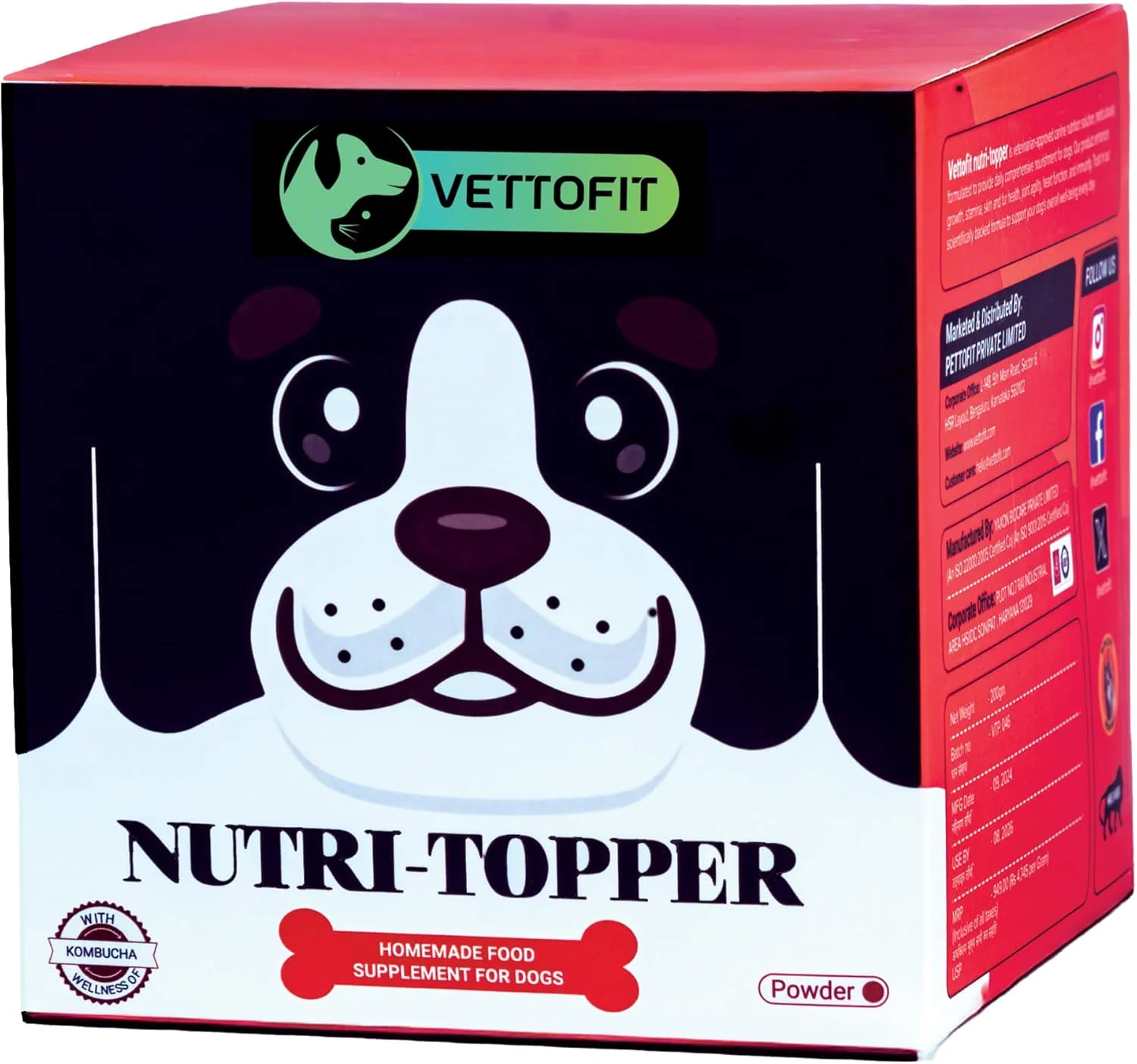 مکمل غذایی سگ نوتری-تاپر | مولتی ویتامین برای پوست و مو، مفاصل، قلب، سلامت روده، ایمنی | تمام مراحل زندگی | سوپرفود روزانه | 200 گرم