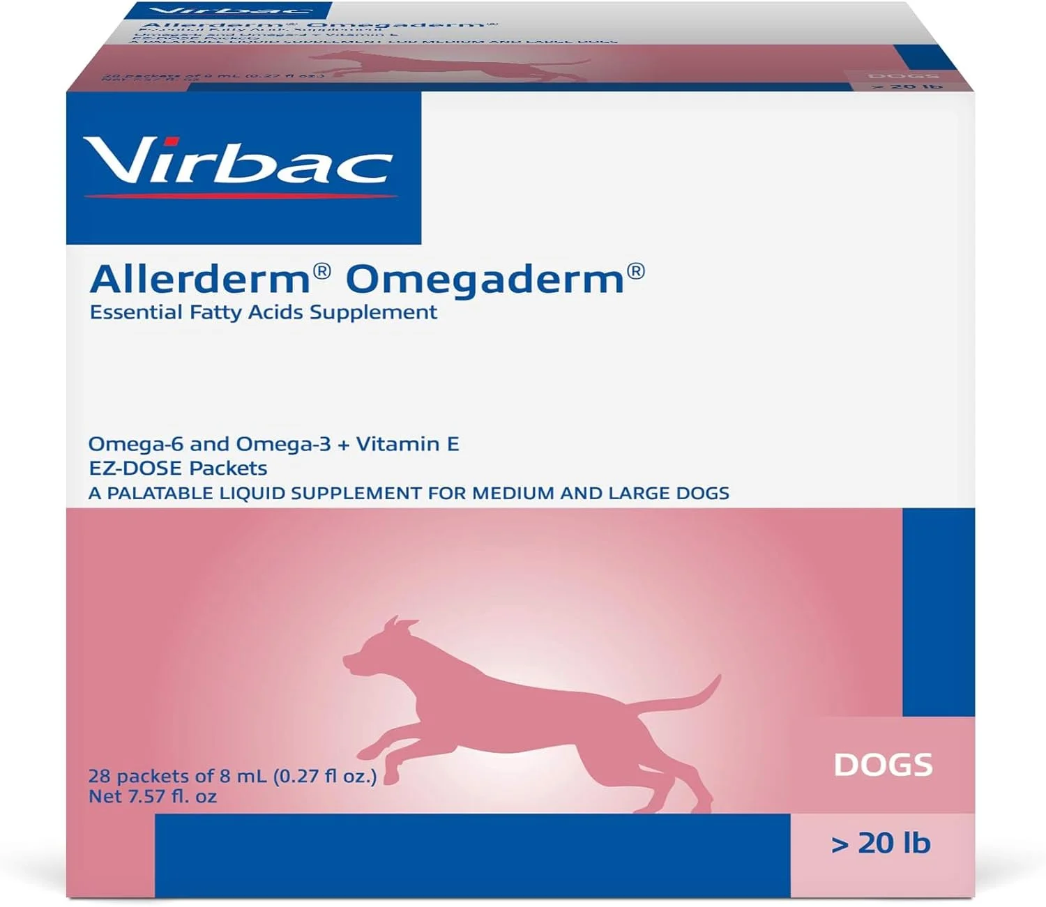 بسته های دوز آسان امگادرم ویرباک آلردرم برای سگ های متوسط و بزرگ، 28 عدد