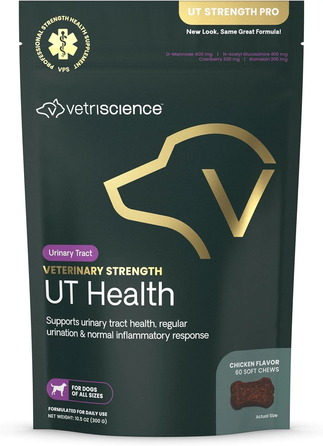 VetriScience Laboratories UT Strength Pro برای سگ ها، پشتیبانی از سلامت دستگاه ادراری در سگ ها، 60 عدد جویدنی نرم، بسته بندی ممکن است متفاوت باشد