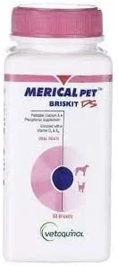 مکمل کلسیم و فسفر سگ Vetoquinol Pawstively Pet Care Merical Briskit، 60 قرص