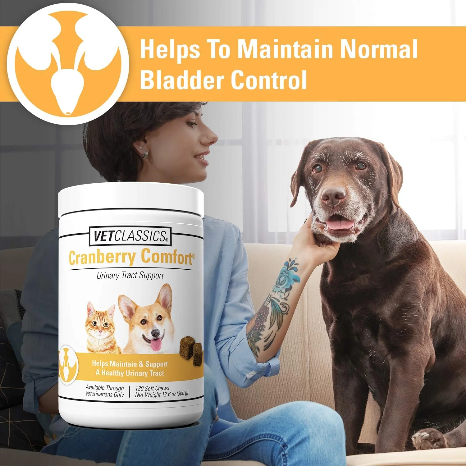 مکمل غذایی حیوانات خانگی برای مجاری ادراری با طعم کرن‌بری، مناسب سگ و گربه - حفظ سلامت مثانه سگ، کنترل مثانه گربه - مکمل های حیوانات خانگی برای بی اختیاری ادرار - 120 عدد جویدنی نرم