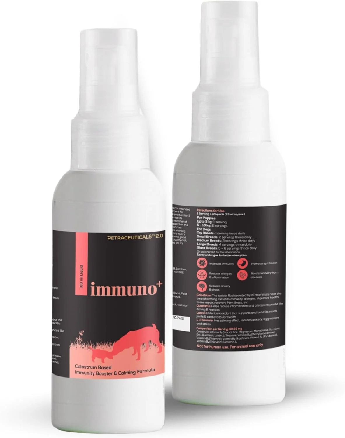 مکمل ایمنی پلاس برای سگ ها | تقویت ایمنی، ترویج آرامش و حمایت از سلامت دستگاه گوارش در حیوانات خانگی | تمام مراحل زندگی (100 میلی لیتر سوسپانسیون)