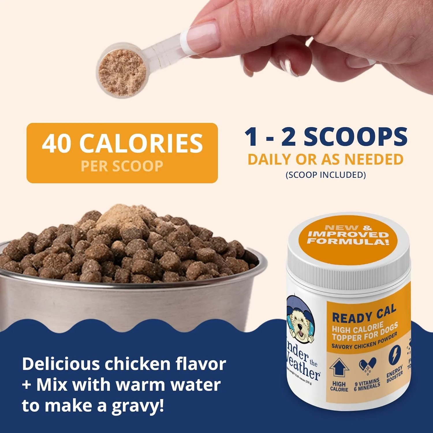 پودر افزایش وزن و محرک اشتها برای سگ ها، مکمل انرژی سگ تایید شده توسط دامپزشک حاوی ویتامین ها و مواد معدنی، طعم مرغ | 300 گرم