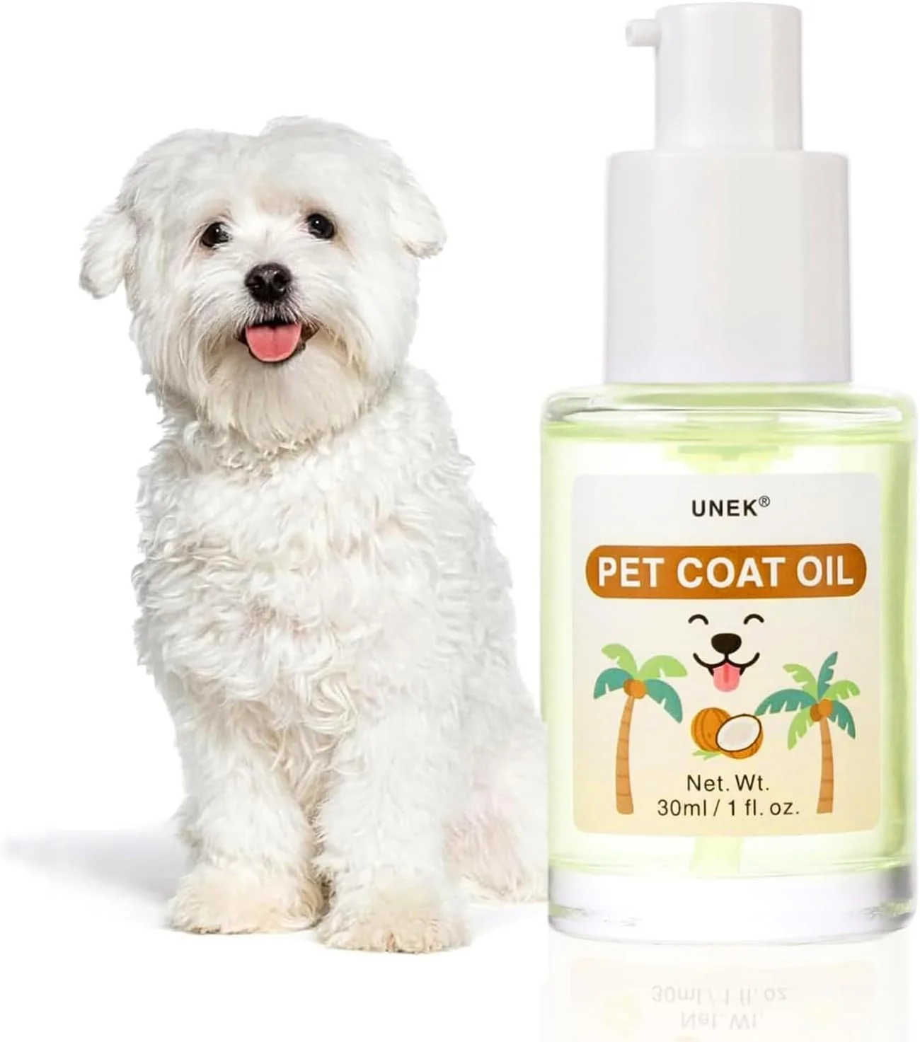 روغن موی حیوانات خانگی با رایحه نارگیل UNEK - ضد گره خوردگی، نرم کننده، براق کننده و غیر چسبنده - حاوی روغن های گیاهی طبیعی - نرم کننده بدون نیاز به آبکشی برای سگ ها و گربه ها 30 میلی لیتر