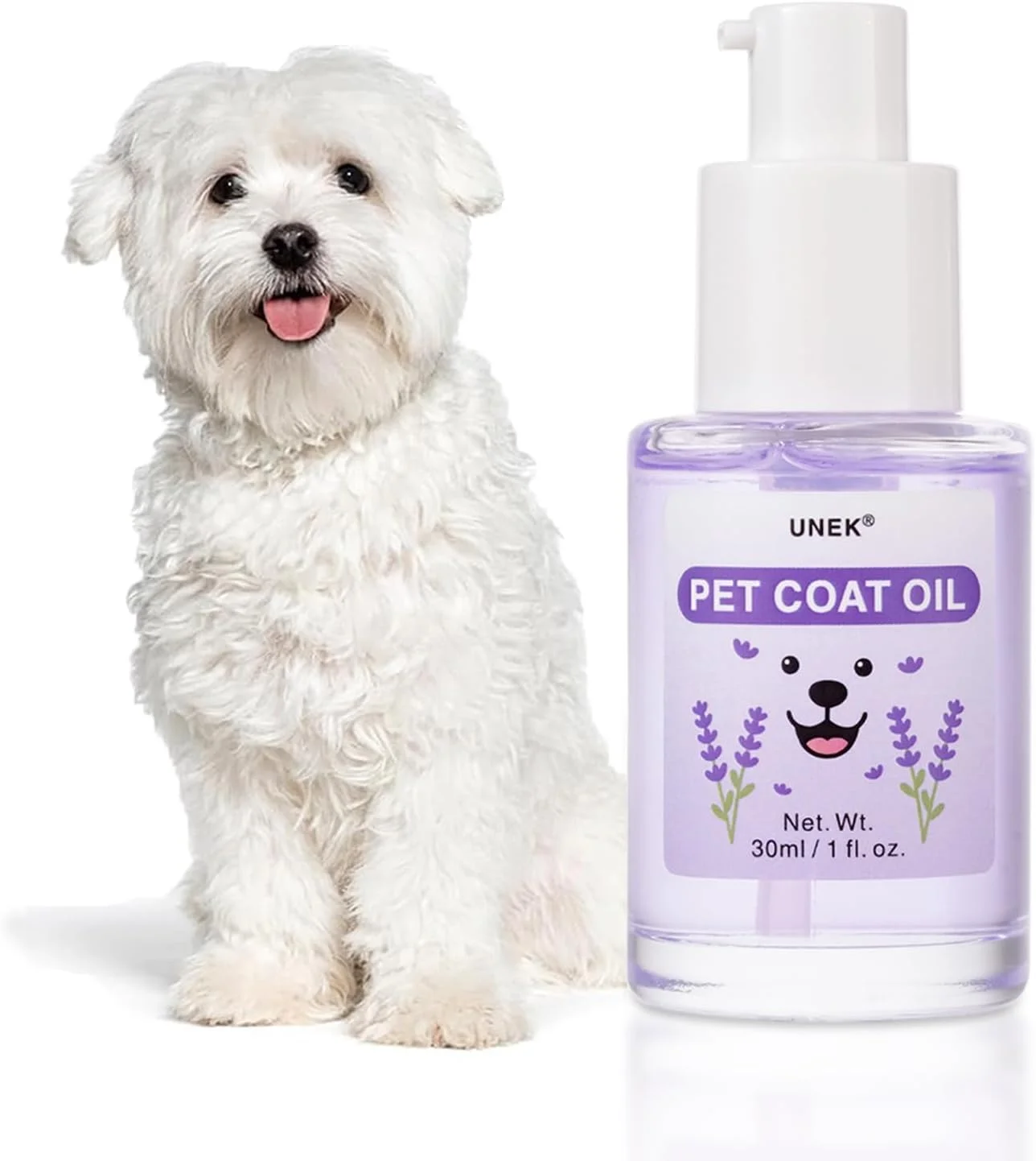 روغن مراقبت از موی حیوانات خانگی با رایحه اسطوخودوس UNEK - ضد گره خوردگی، نرم کننده، براق کننده و غیر چسبنده - حاوی روغن های گیاهی طبیعی - نرم کننده بدون نیاز به آبکشی برای سگ ها و گربه ها 30 میلی لیتر
