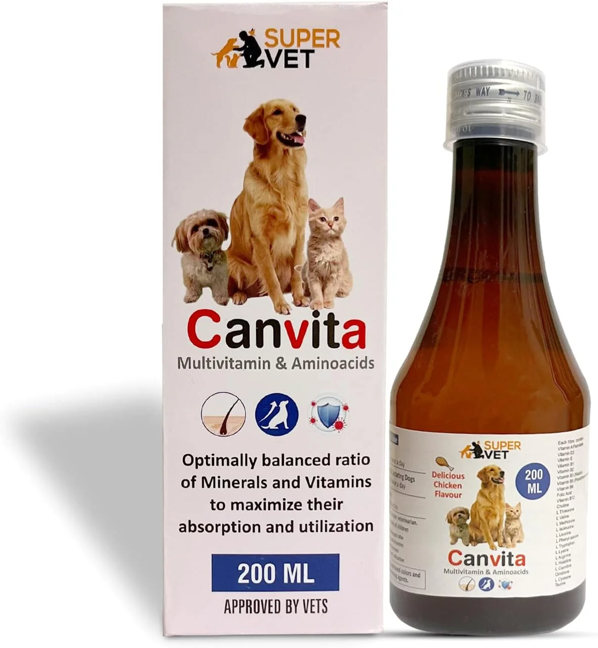 شربت کانویتا (مولتی ویتامین و آمینو اسیدها) برای سگ ها | تقویت سیستم ایمنی | 200 میلی لیتر شربت کانویتا (مولتی ویتامین و آمینو اسیدها) برای سگ ها | تقویت سیستم ایمنی | 200 میلی لیتر