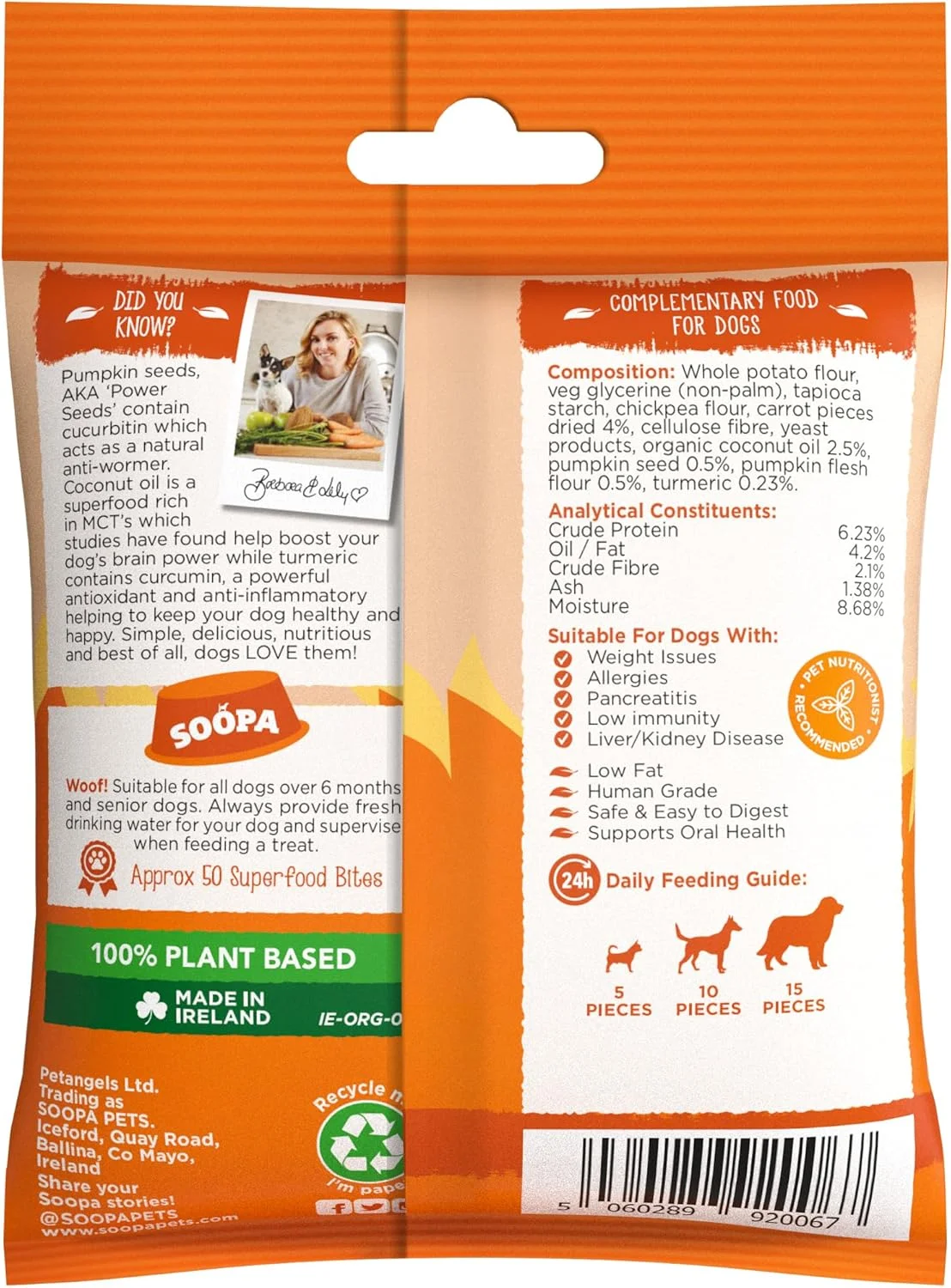 تشویقی سگ سوپا با طعم کدو تنبل و هویج، 50 گرم