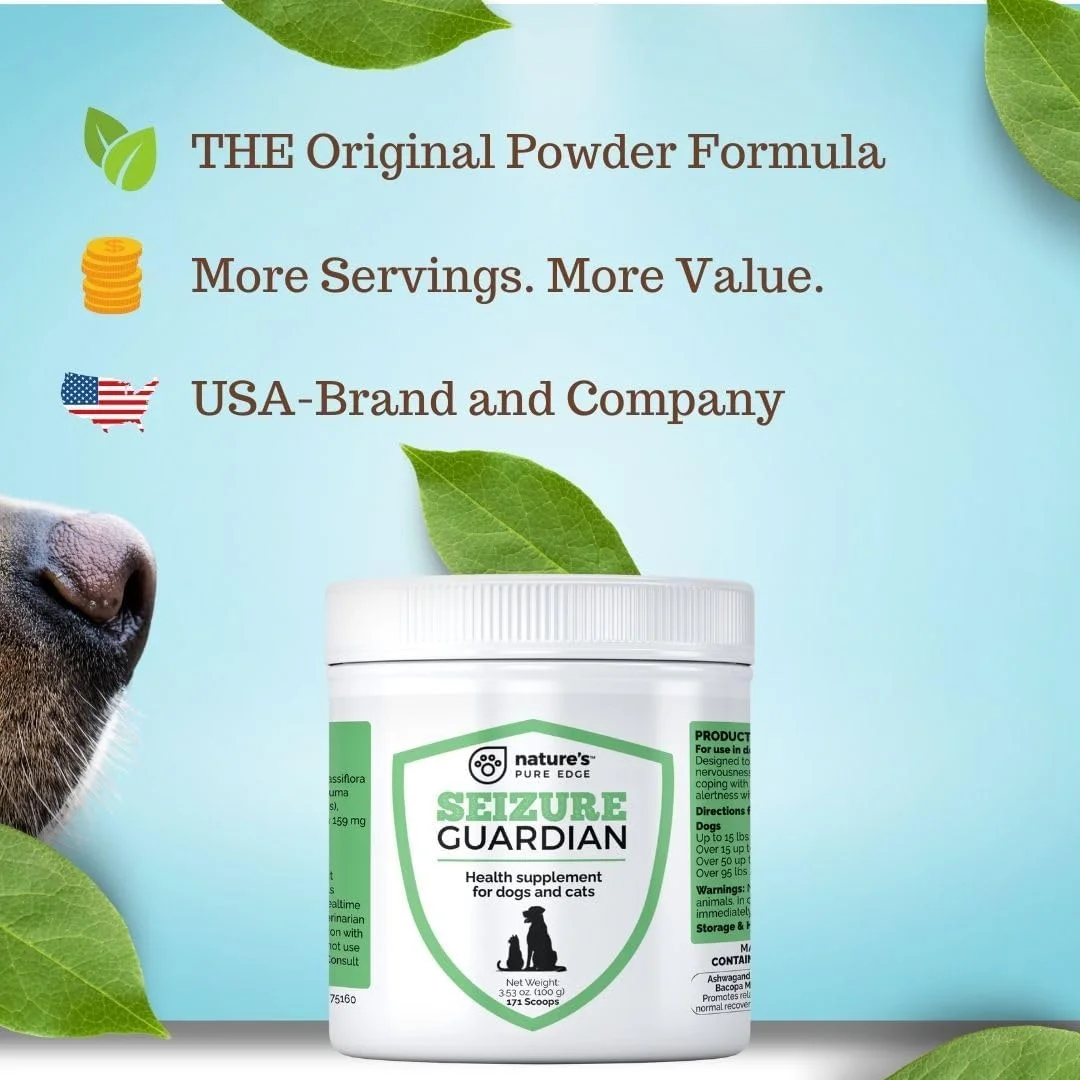 مکمل حمایتی و آرام‌بخش برای تشنج سگ و گربه - کاملا طبیعی. حاوی آشواگاندا، وربنای آبی، سنبل الطیب، ال-تریپتوفان، ال-تورین، بابونه، خار مریم، زردچوبه.