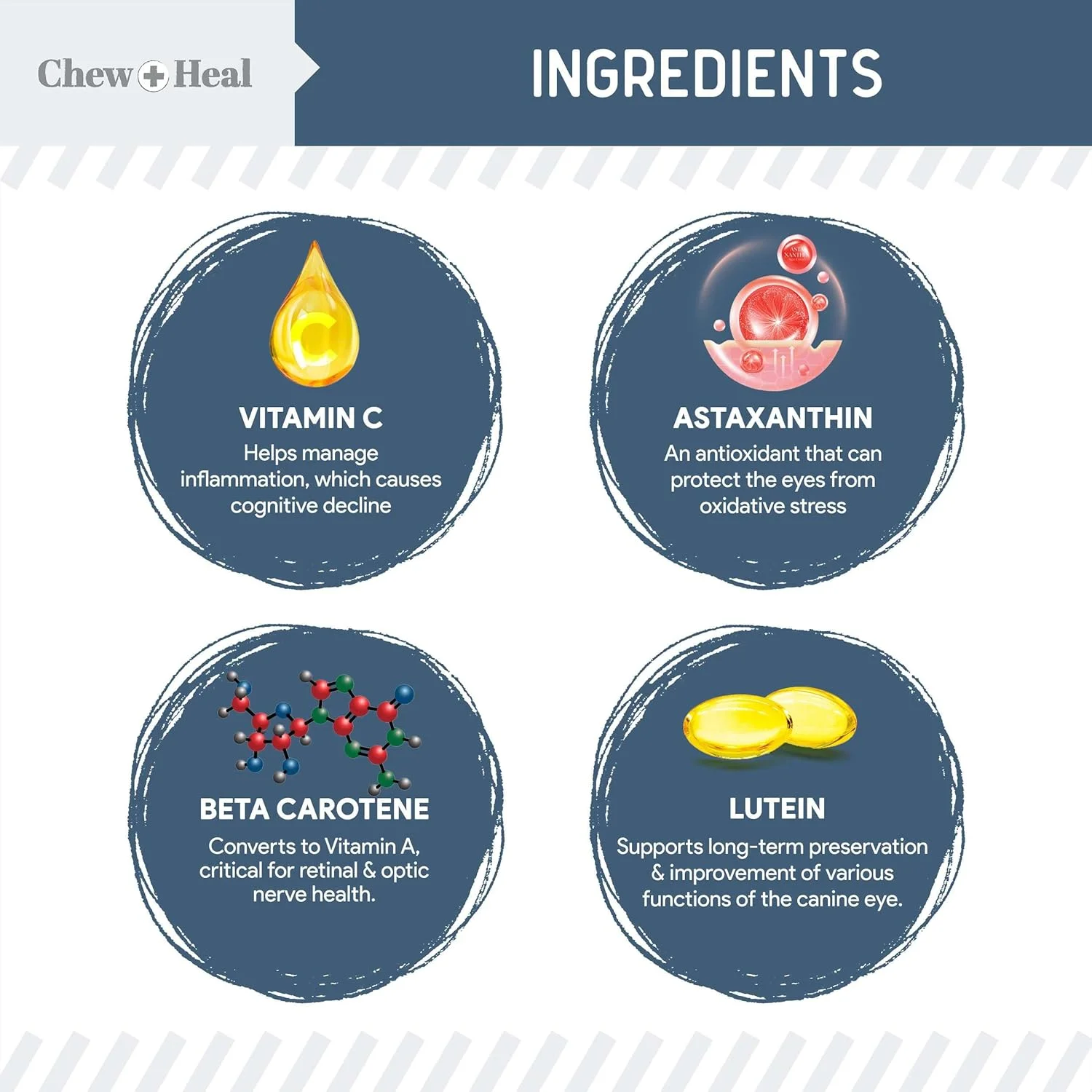 تشویقی جویدنی برای تقویت بینایی و قوای شناختی سگ های مسن - 120 عدد تشویقی نرم برای مراقبت از چشم و حافظه سگ - مولتی ویتامین 7 در 1 حاوی اسیدهای چرب امگا، ویتامین ها و گیاهان - ساخت آمریکا