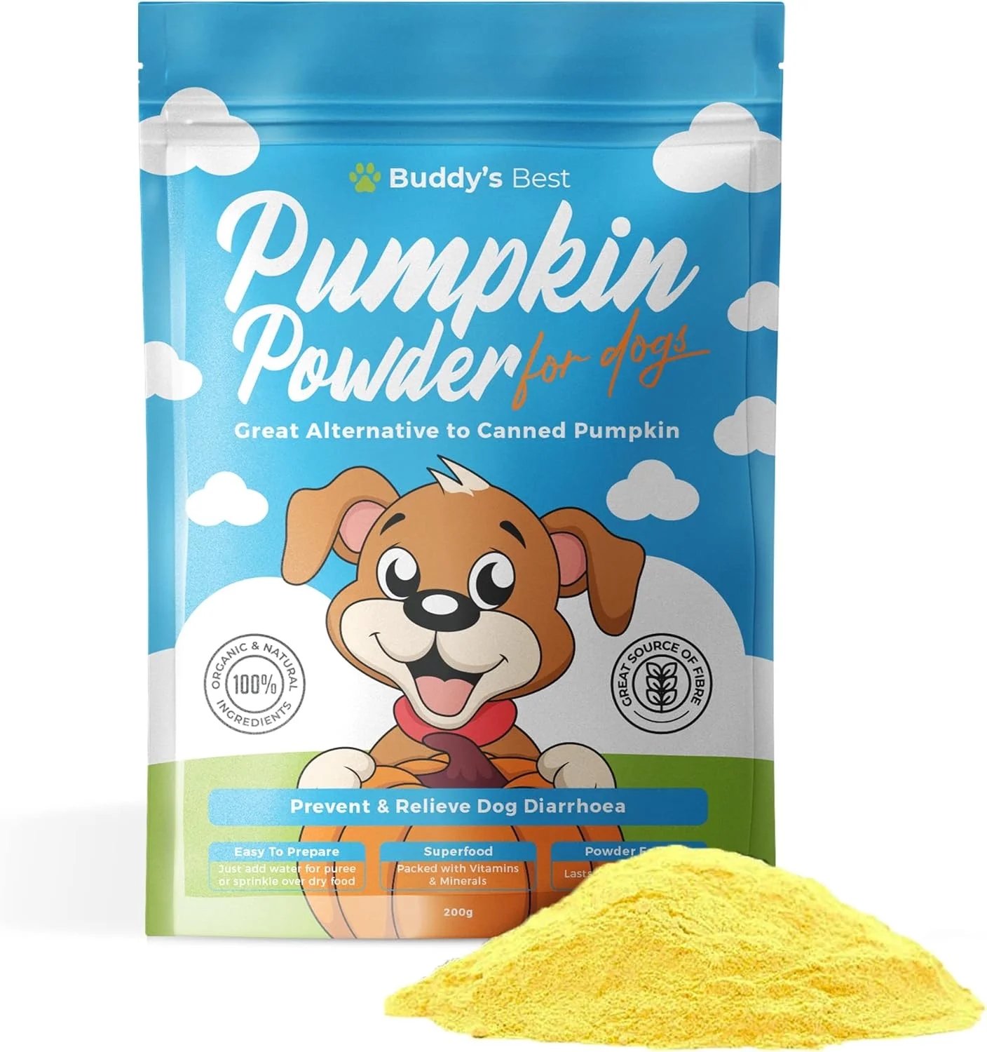 پودر کدو تنبل برای سگ ها | منبع طبیعی فیبر و مواد مغذی | پشتیبانی از هضم سالم و سلامتی | 200 گرم