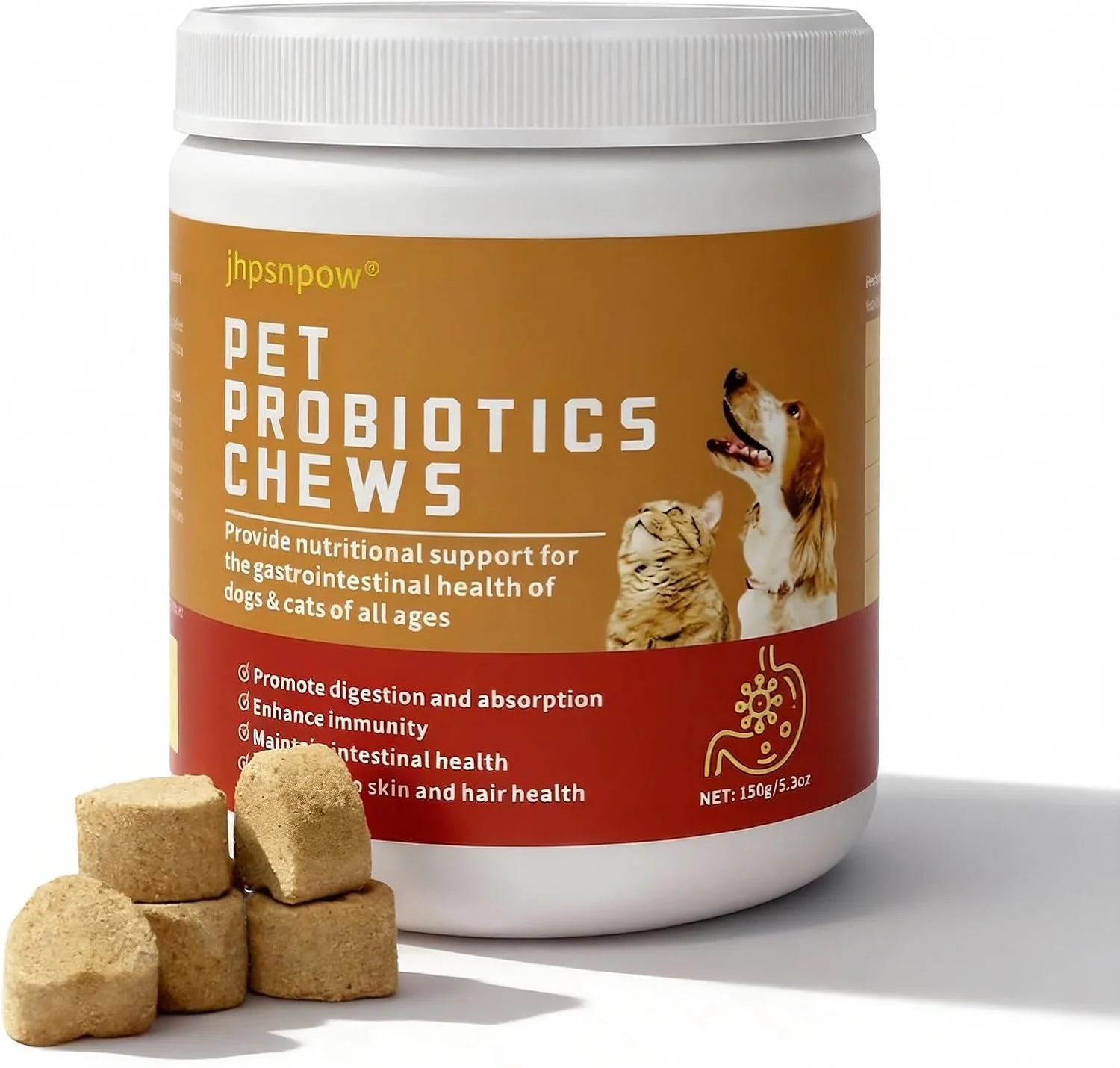 قرص های جویدنی پروبیوتیک برای سگ ها، آنزیم های گوارشی و پری بیوتیک ها، تنظیم سلامت روده، بهبود هضم و ایمنی، کاهش خارش و آلرژی، طعم مرغ، 150 گرم قرص های جویدنی پروبیوتیک برای سگ ها، آنزیم های گوارشی و پری بیوتیک ها، تنظیم سلامت روده، بهبود هضم و ایمنی، کاهش خارش و آلرژی، طعم مرغ، 150 گرم