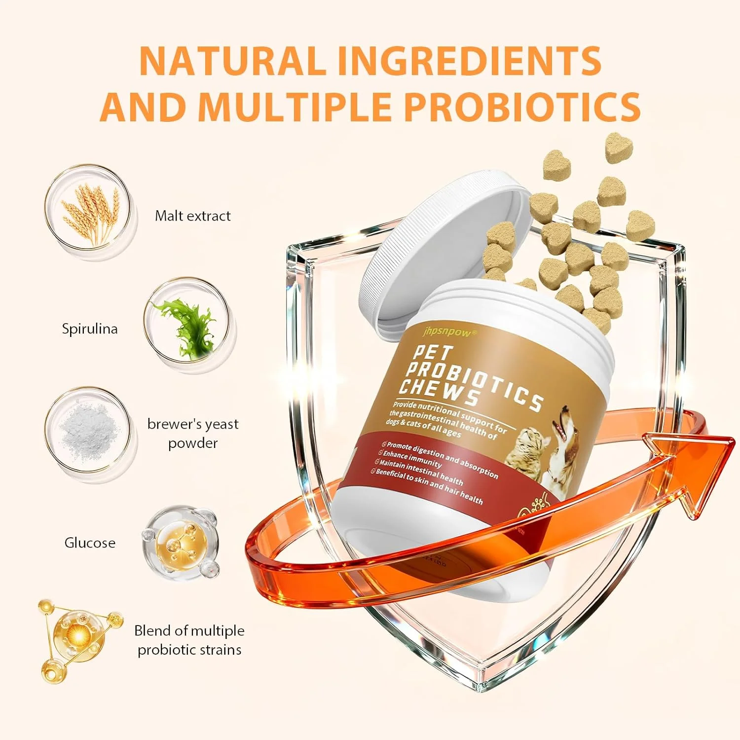 قرص های جویدنی پروبیوتیک برای سگ ها، آنزیم های گوارشی و پری بیوتیک ها، تنظیم سلامت روده، بهبود هضم و ایمنی، کاهش خارش و آلرژی، طعم مرغ، 150 گرم