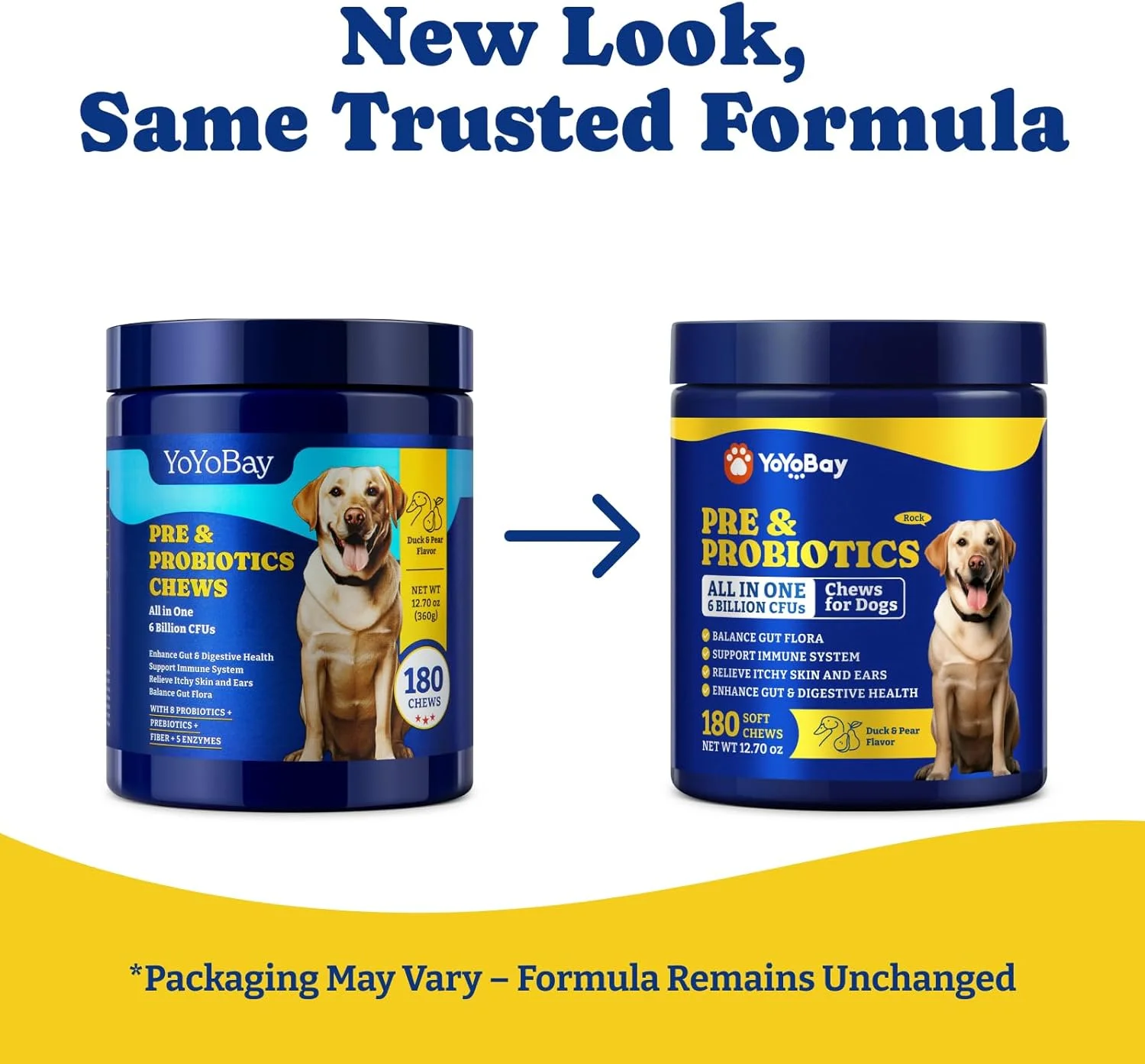 پروبیوتیک برای سگ ها - پروبیوتیک سگ برای سلامت دستگاه گوارش، سلامت روده، سیستم ایمنی و پوست - 6 میلیارد CFU، 180 عدد جویدنی نرم، طعم اردک و گلابی - همراه با پری بیوتیک ها و آنزیم های گوارشی