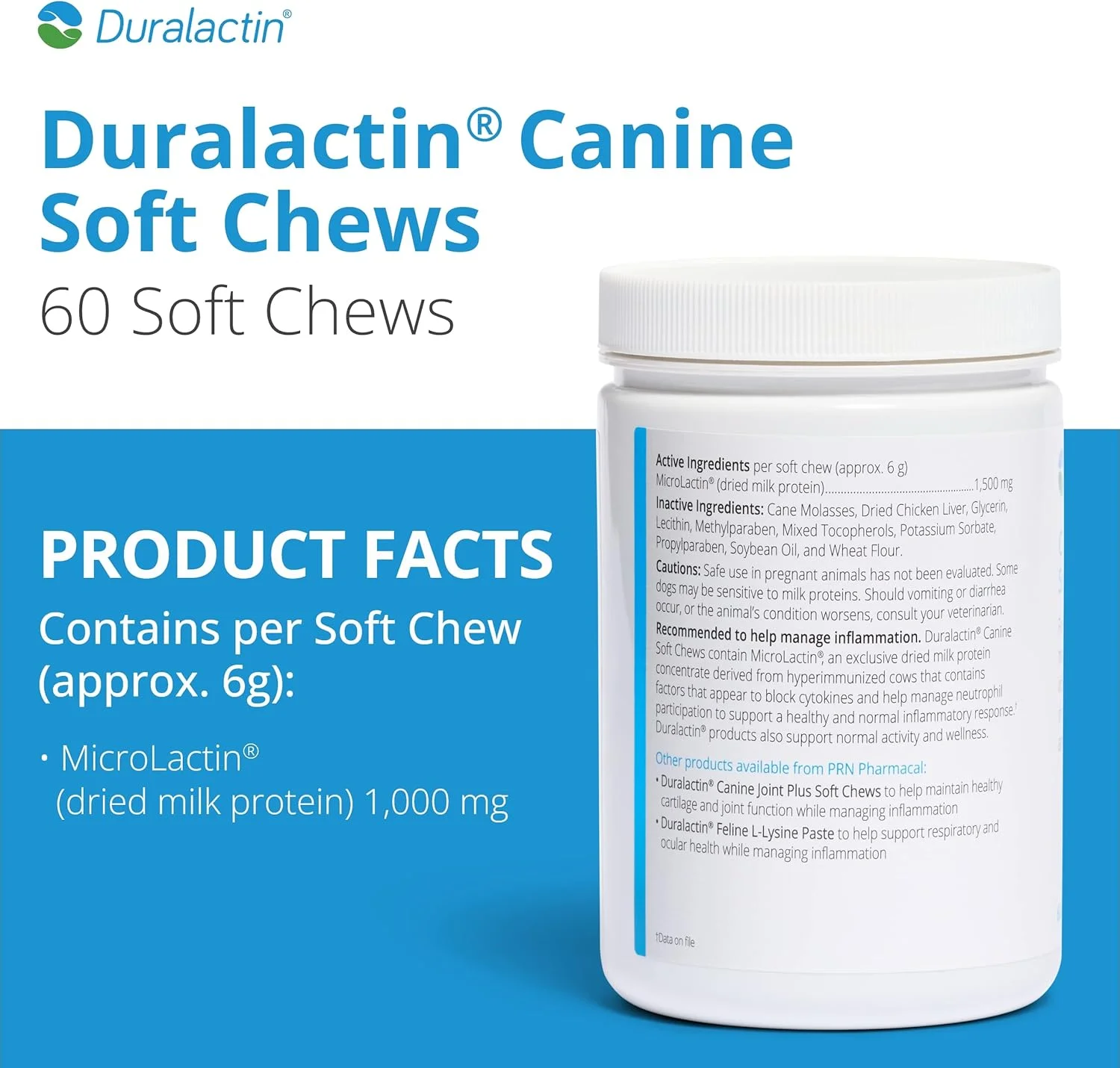 خوراکی نرم دورالاکتین مخصوص سگ PRN Pharmacal - مکمل سلامت مفاصل برای سگ ها و توله سگ ها برای کمک به کاهش درد مزمن - خوراکی های سگ حاوی پروتئین شیر خشک - طعم جگر مرغ - 60 عدد