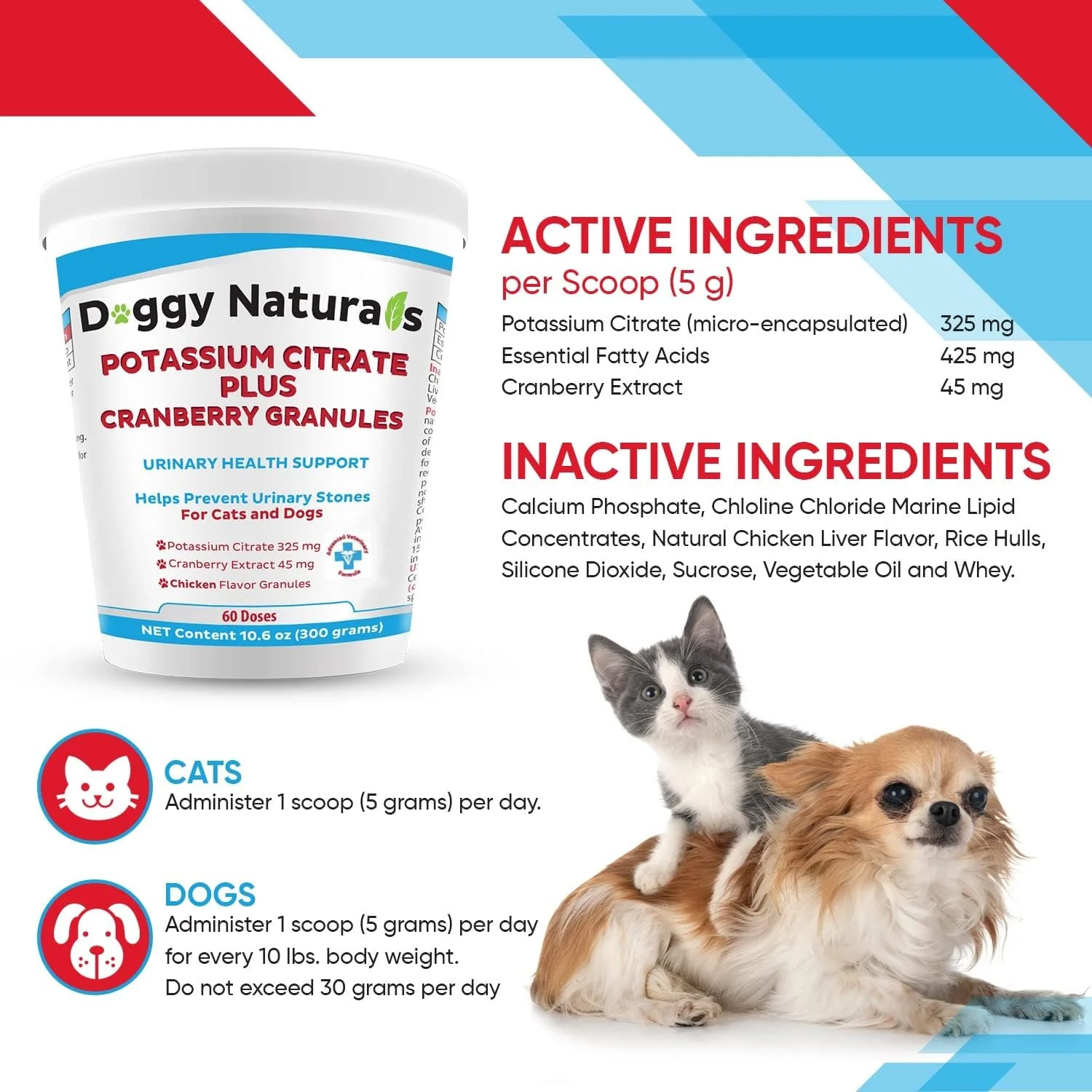 گرانول سیترات پتاسیم پلاس کرن‌بری ۳۰۰ گرمی برای گربه‌ها و سگ‌ها - پشتیبانی از دستگاه ادراری - کمک به جلوگیری از تشکیل سنگ‌های اگزالات کلسیم - جلوگیری از سنگ مثانه و کلیه (ساخت ایالات متحده آمریکا)