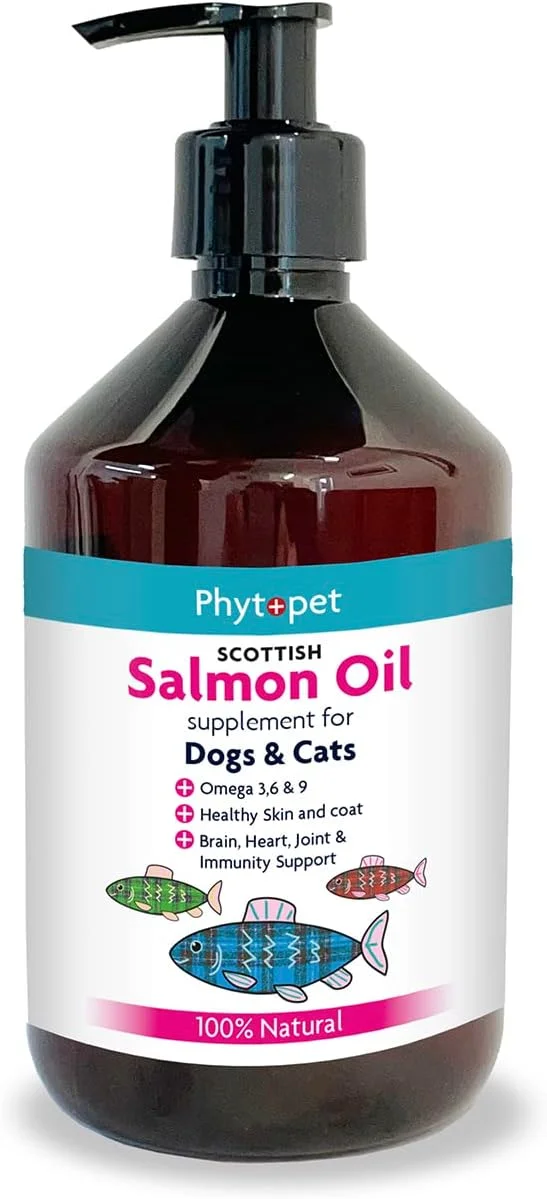 روغن ماهی سالمون اسکاتلندی فیتوپت برای سگ، گربه، اسب و پستانداران کوچک، حاوی امگا 3 برای گربه ها و سگ ها 500 میلی لیتر - 100% گیاهی فیتوپت لوازم حیوانات خانگی