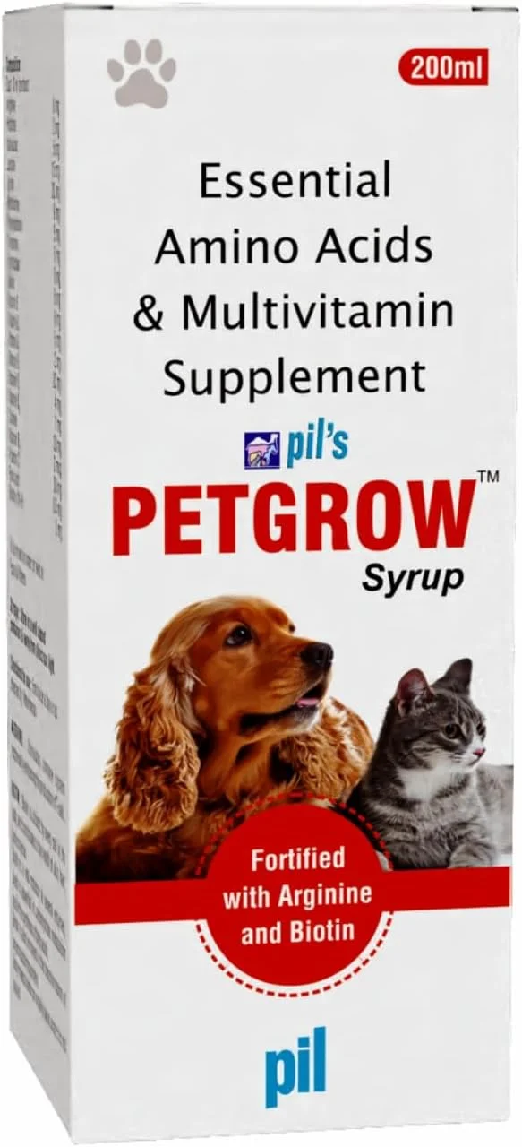 شربت رشد حیوانات خانگی پایل پت برای سگ و گربه 200 میلی لیتر حاوی آمینو اسید، مولتی ویتامین، مواد معدنی و تورین، فرمول پیشرفته پوست و مو، غنی شده با آرژنین و بیوتین