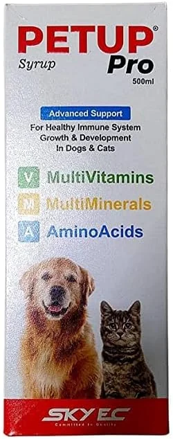 شربت پرو پت آپ مکمل مولتی مینرال، آنتی اکسیدان و آمینو اسید برای سگ و گربه ۵۰۰ میلی لیتر از زووپ