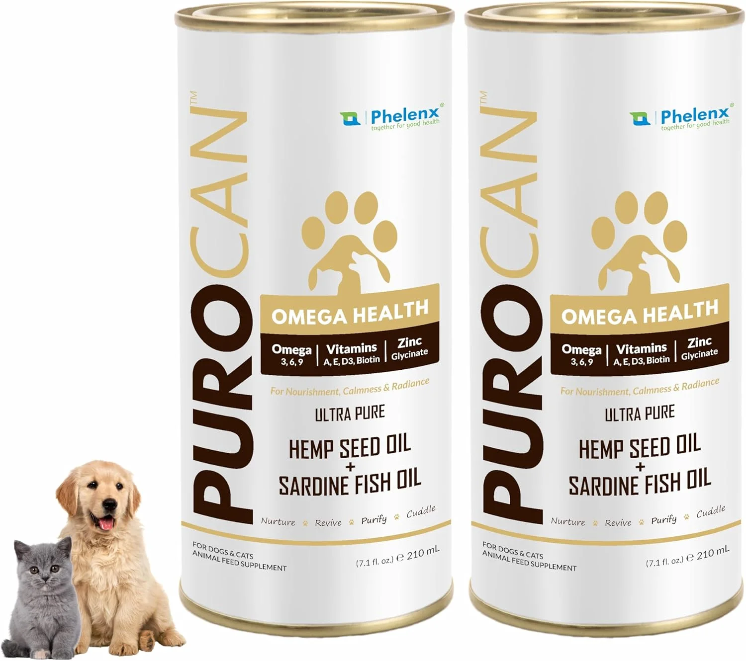 مکمل امگا 3+6+9 پوروکن برای سگ ها و گربه ها | 210 میلی لیتر + 210 میلی لیتر (روغن ماهی ساردین فوق خالص) (بسته 2 عددی)