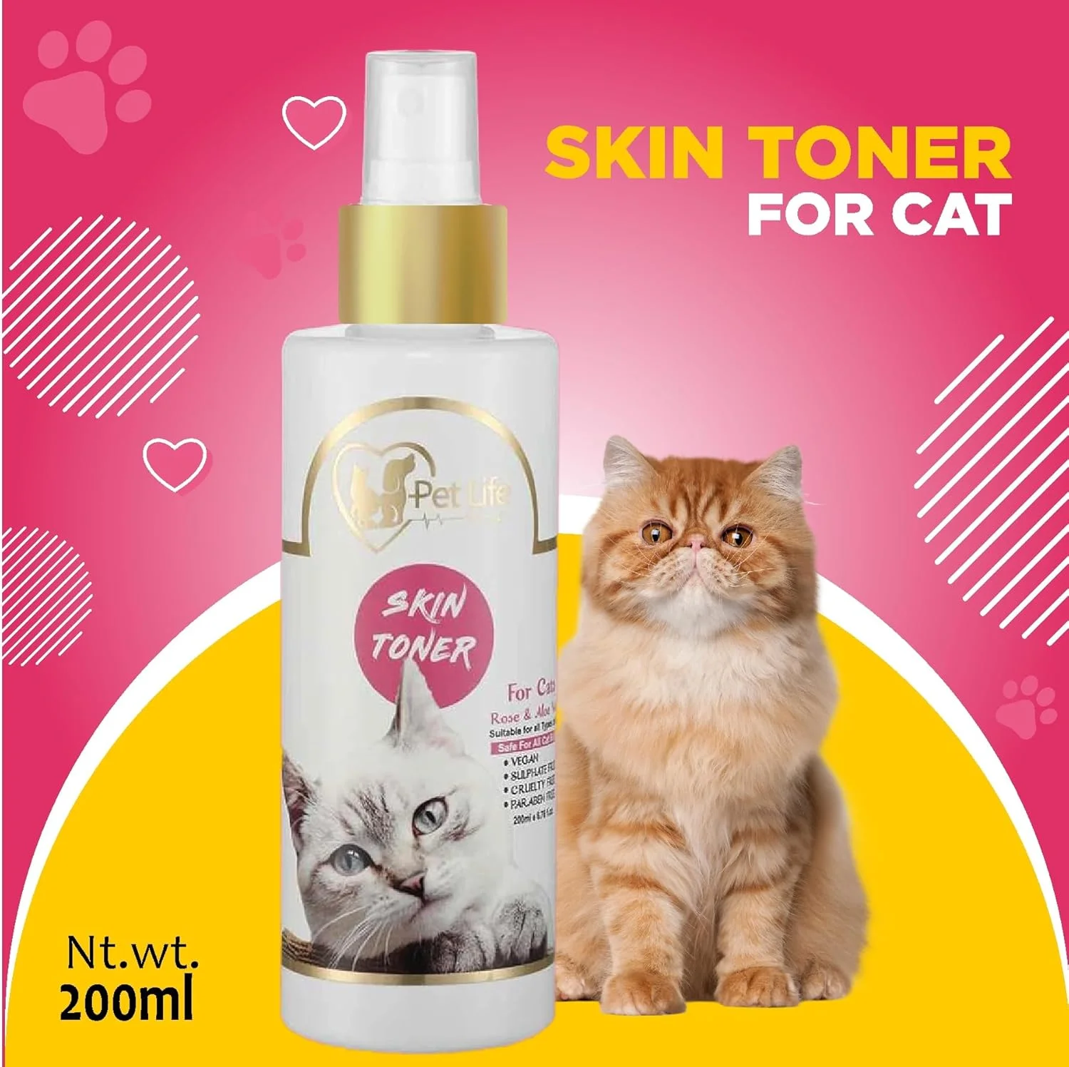 اسپری تونر پوست ارگانیک خالص پت لایف، کمک به کاهش آلرژی، قرمزی، خارش، عفونت قارچی، بازیابی سلامت و رطوبت پوست برای همه نژادهای گربه