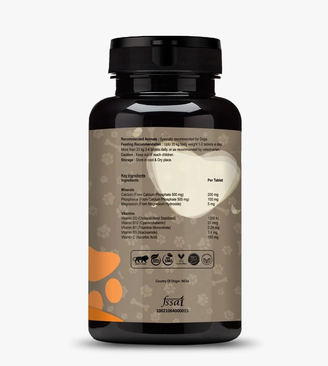 مکمل جویدنی کلسیم و ویتامین D3 و B12 سگ، پشتیبانی از سلامت استخوان و سیستم ایمنی | طعم مرغ - 120 قرص