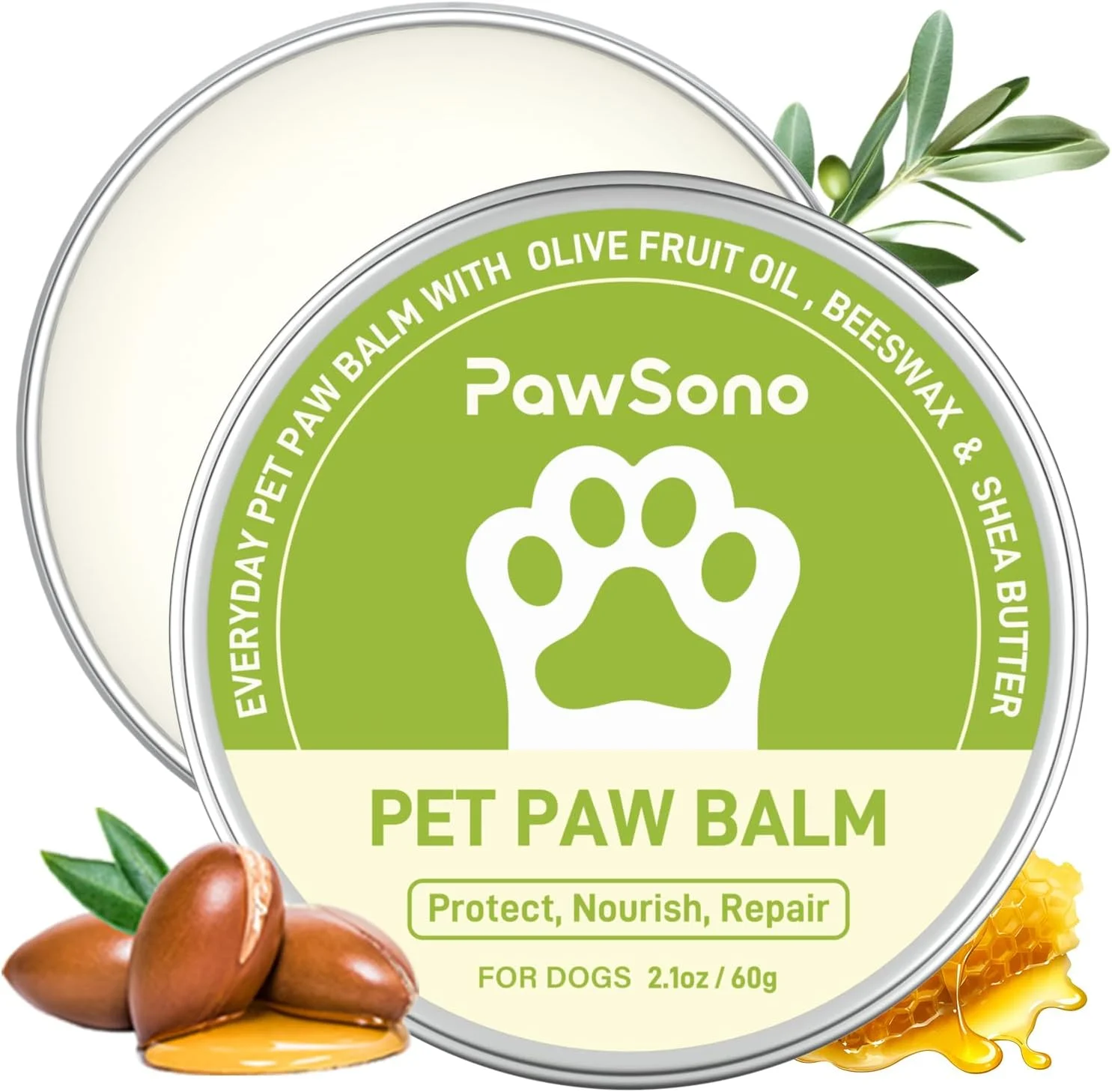مرهم پنجه سگ و گربه، مواد کاملا طبیعی، مرطوب کننده و تسکین دهنده برای پنجه ها و بینی های خشک و ترک خورده | محافظت از پنجه سگ در برابر برف، مراقبت از سم اسب، 1 بسته | 60 گرم