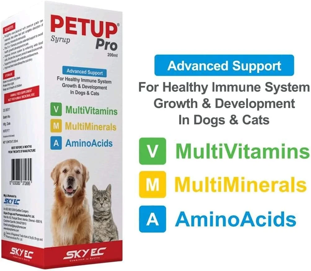شربت پت آپ مکمل های سلامتی حیوانات خانگی || سیستم ایمنی سالم، رشد و توسعه || شربت حیوانات خانگی برای سگ ها و گربه های بالغ 200 میلی لیتر - (بسته 2 عددی، مایع) شربت پت آپ مکمل های سلامتی حیوانات خانگی || سیستم ایمنی سالم، رشد و توسعه || شربت حیوانات خانگی برای سگ ها و گربه های بالغ 200 میلی لیتر - (بسته 2 عددی، مایع)